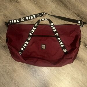 PINK VS maroon duffle bag